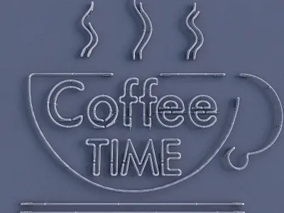 Coffee Time Neon Sign Low-poly 3D model