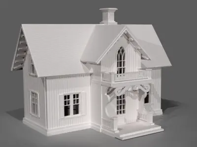 Classic Countryside Wooden House Low Poly Game Ready 3D Model 3D print model