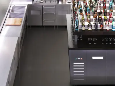 cocktail bar 01 Cafe-Bar Low-poly 3D model