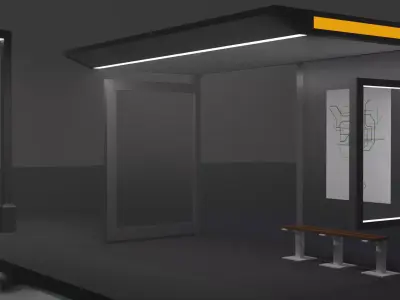 Mid-future waiting shed Low-poly 3D model