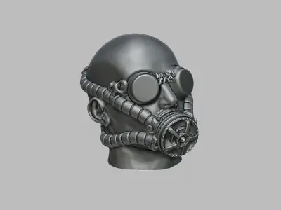 Human head with mask headdphone Stand 3D print model