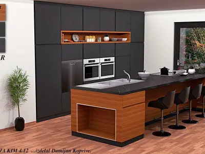 modern kitchen 3d model Low-poly 3D model