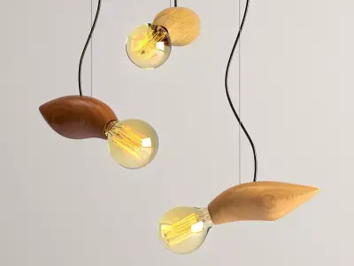 EDISON wood lamp handmade  3D model