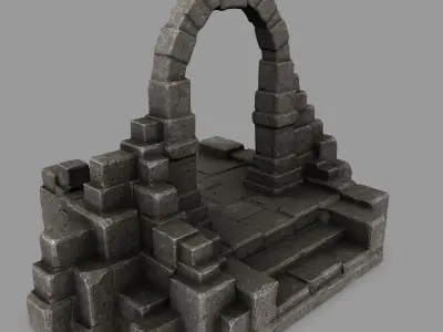 gate 9 stone arch Low-poly 3D model
