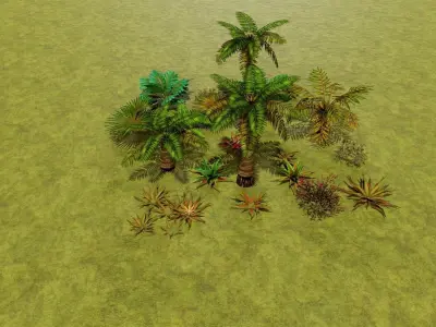 Tropical plants Low-poly 3D model