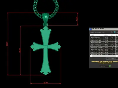 Light Gold 18K Cross Pendant 1CP008 3D print model