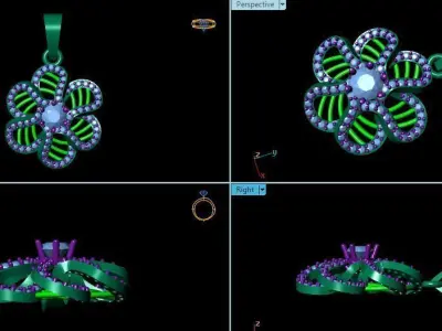 PENDANTS flower pendant with diamonds 3D print model