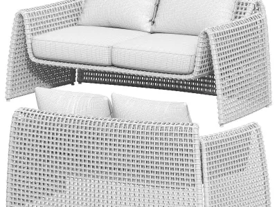 Rattan Wicker Sofa Mesa Outdoor Sofa 3D model