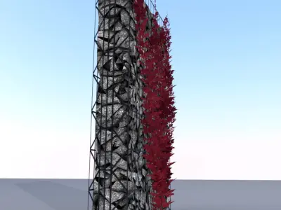 Wild Wine Vine - Autumn - on Gabion Wall - Version 2 Low-poly 3D model