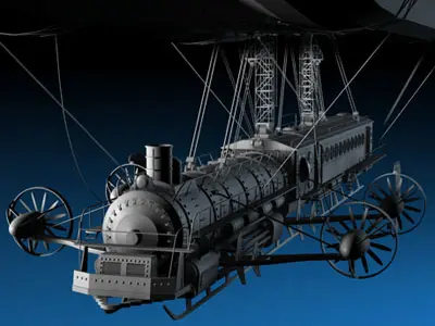 J Verne flying train 3D model
