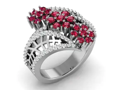 Diamond Ring For Women 3d Print Model 3D print model 7