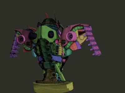 mecha robot samurai torso statue 3D print model