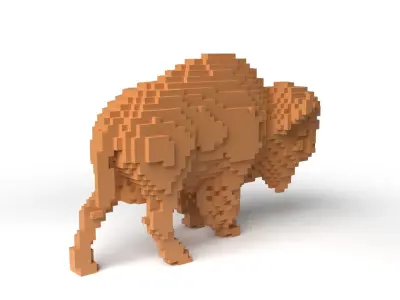 Bison Minecraft Voxel Low-poly 3D model