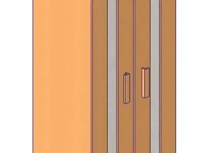 Wooden  Bedroom  Wardrobe Dresser With Glass Panels              Free low-poly 3D model