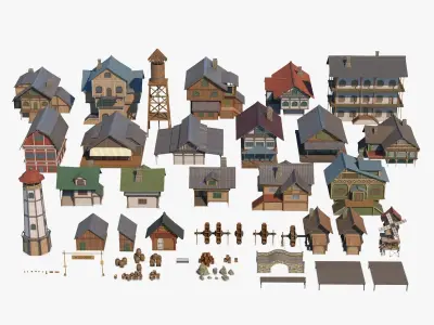 Medieval Set 01 Low-poly 3D model