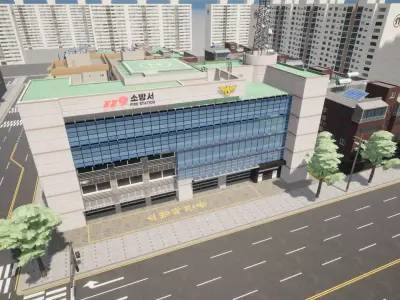 Korean Modular FireStation Low-poly 3D model