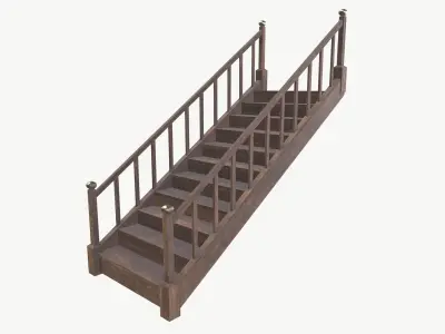 Wooden Stairs Low-poly 3D model