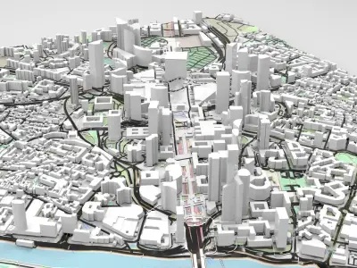 Cityscape Paris France fragment city 3D model purchase