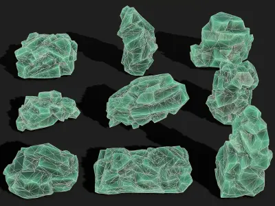 Mountain ice Rocks - PBR Pack 11 Low-poly 3D model