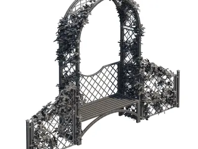 Portofino wooden bench with ivy 3D model