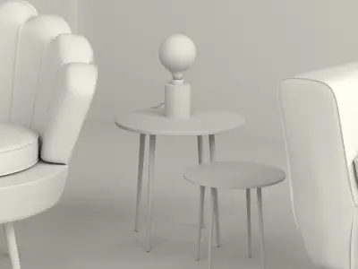 Table Lamp and Two Side Tables 3D model