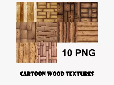 Cartoon Wood Textures Pack 50 - 10x PNG  Texture