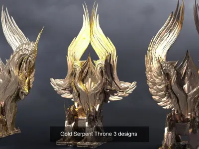 Dragon Sculpture Throne collection 1 3D Model Pack