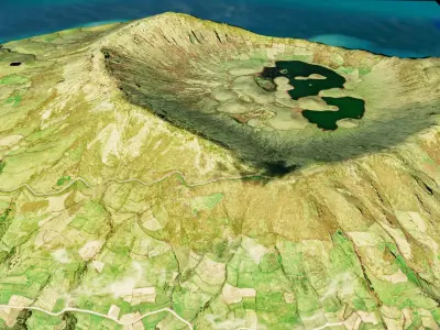 Corvo Island 3d model terrain Low-poly 3D model