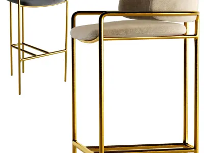 WEST ELM Lenox Velvet Bar Counter Stools 3D model