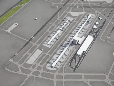Detroit - Metropolitan Wayne County Airport - DTW Low-poly 3D model