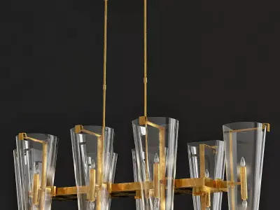 Alpine Medium Linear Chandelier low poly 3d model Low-poly 3D model