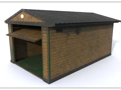 Abandoned Garage base Low-poly 3D model