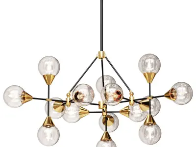Hanging chandelier with transparent shades 3D model