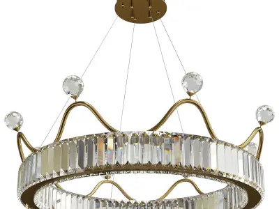 Beveled K9 Crystal Gold Pendant Light Crown Contemporary  Low-poly 3D model