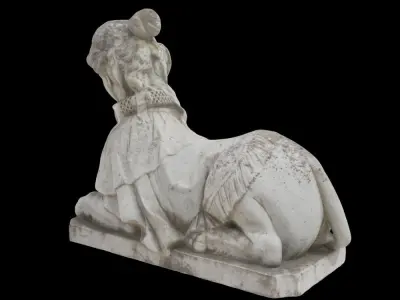 Sphynx marble statue of woman on horse 3D model