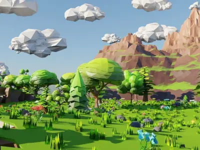 Mountain River Scene 3D model