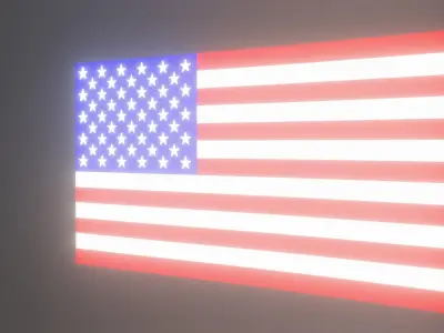 Lighted Waving American Flag  3D model
