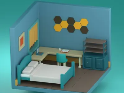 sweet bedroom design Free 3D model