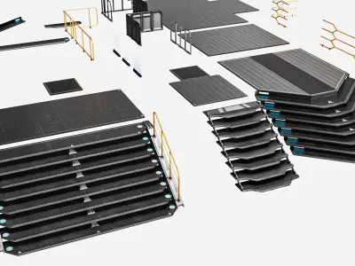 Sci-fi Staircase And floor plate Pack Low-poly 3D model