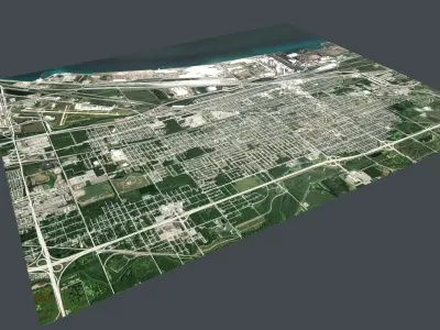 Cityscape Gary Indiana USA  3D model