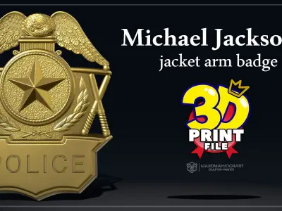 3D print models of MichaelJacksons jacket arm badges- SuperBowl  3D print model