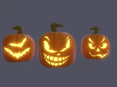 Halloween Pumpkins Pack PBR Low-poly 3D model