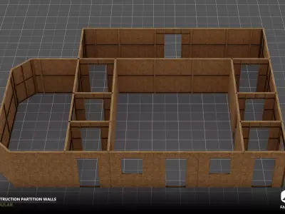 Modular - Construction Partition Walls - Unity Low-poly 3D model
