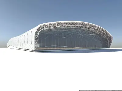 pavilion airport building with roof 3D model