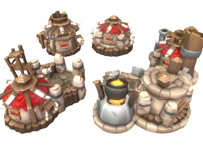 Orc RTS Building Set - Proto Series Low-poly 3D model
