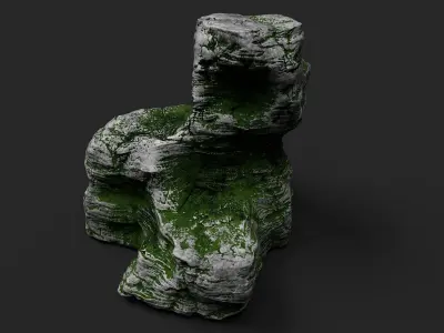 Mossy Cliff Rock 23-7 Low-poly 3D model