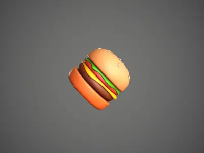 Burger Cartoon Low-poly 3D model