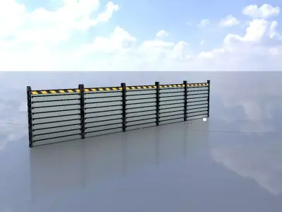 Aluminum flood protection wall 2m x 10m Low-poly 3D model