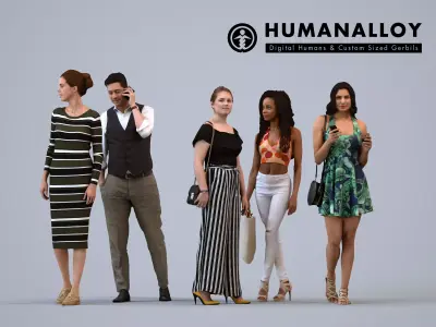 Basics0682 - A set containing 5 models of male and female 3D model