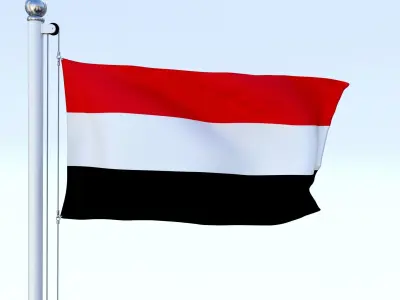 Animated Yemen Flag Low-poly 3D model